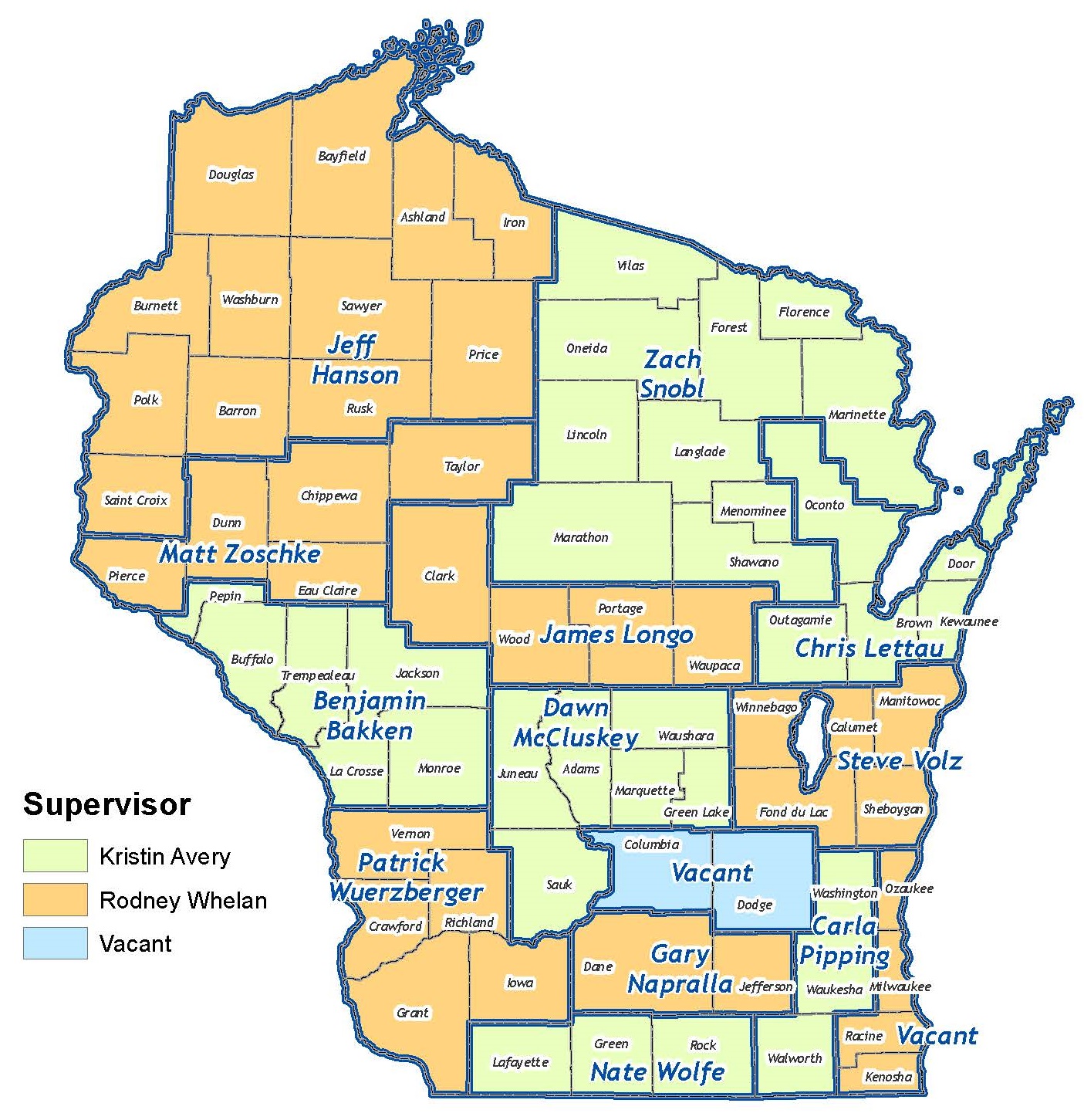 Map of territories for environmental enforcement specialists