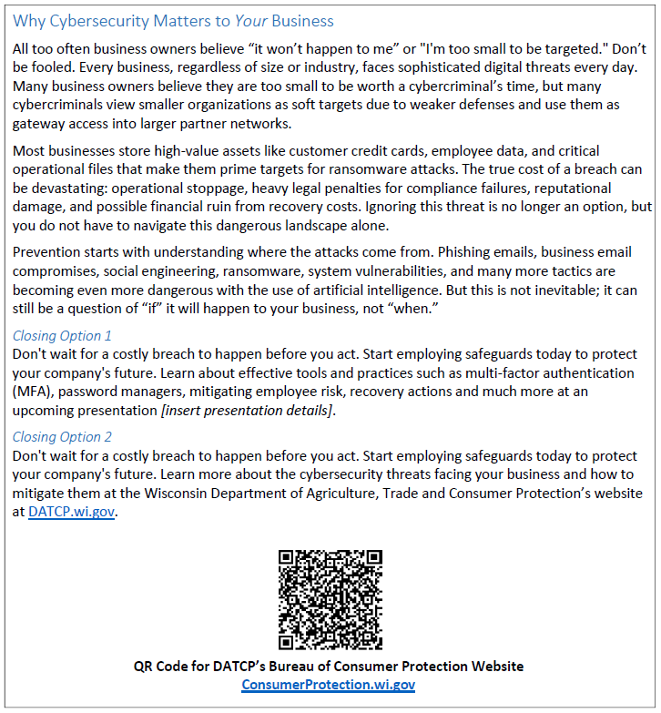 Screenshot of a sample newsletter article containing information and tips about common scams and frauds.
